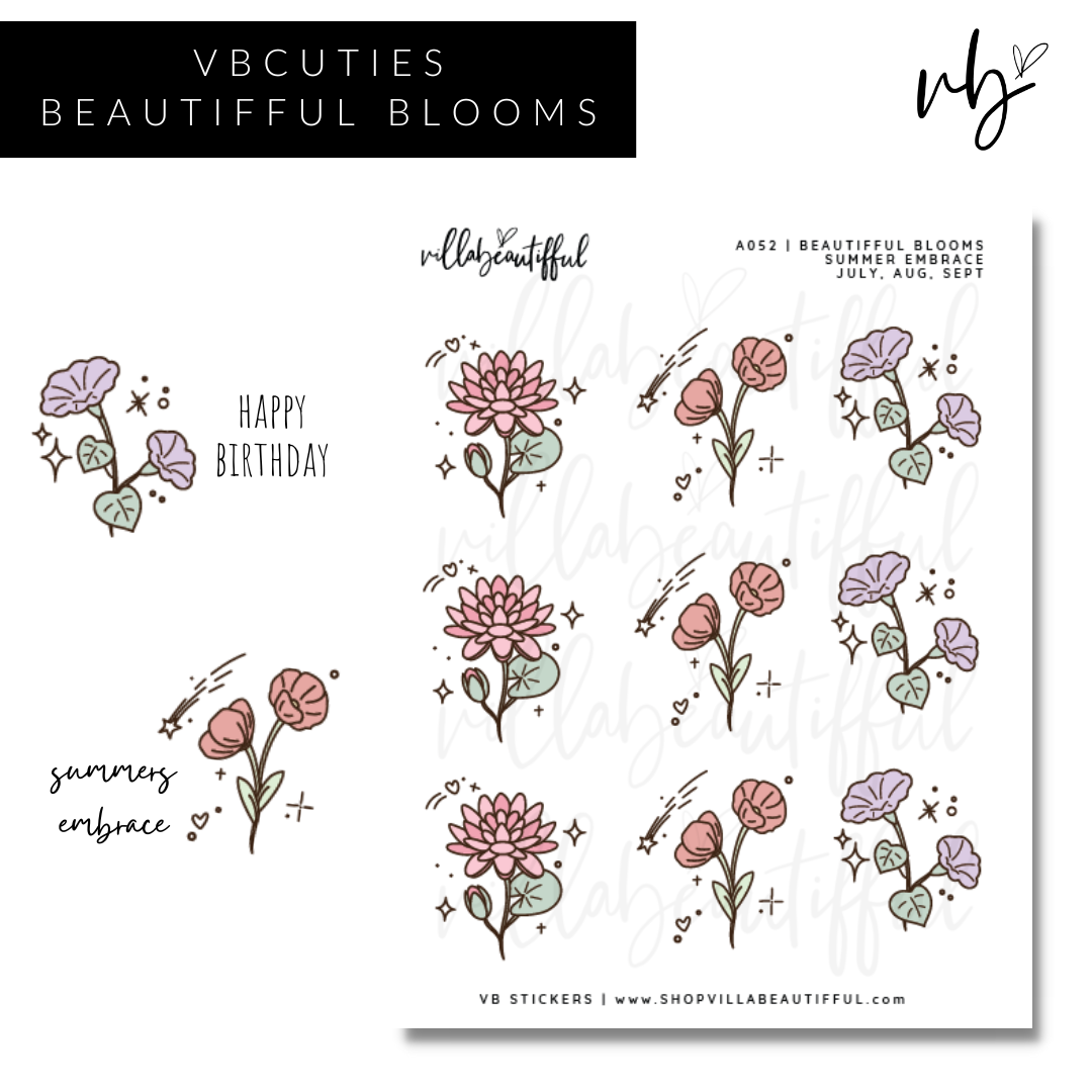 Sticker Sheet | A052 BeauTIFFul Blooms - Summer’s Embrace