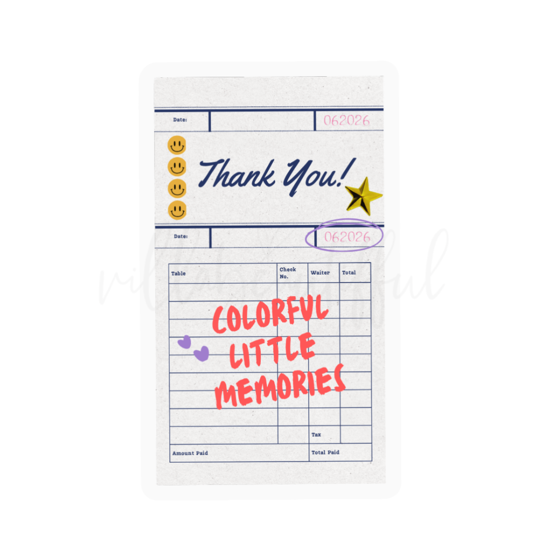 Sticker Vinyl | Receipt: Colorful Little Memories