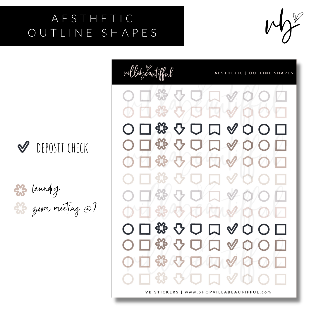Sticker Sheet | Aesthetic 02 Outline Shapes