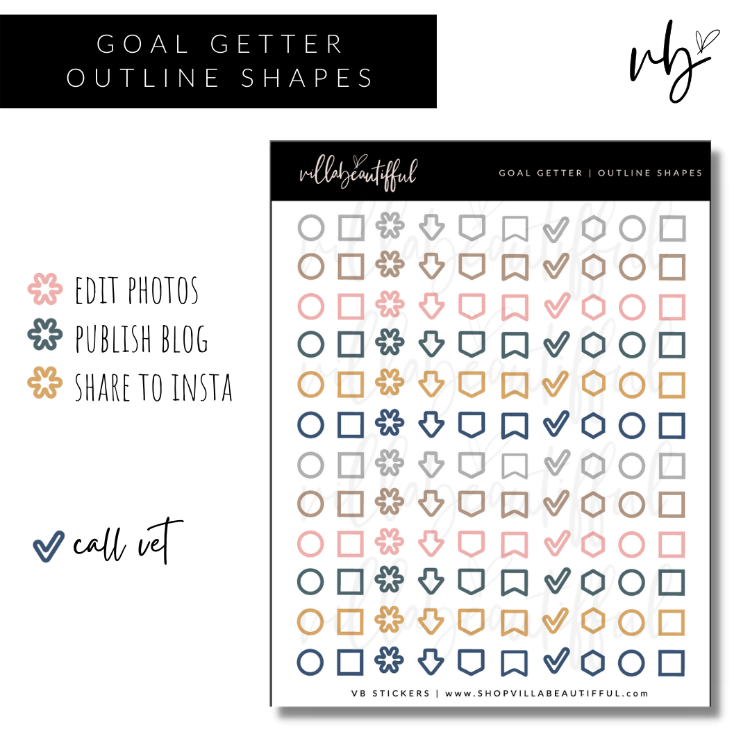 Sticker Sheet | Goal Getter 02 Outline Shapes