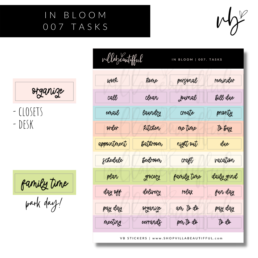 Sticker Sheet | In Bloom 07 Tasks